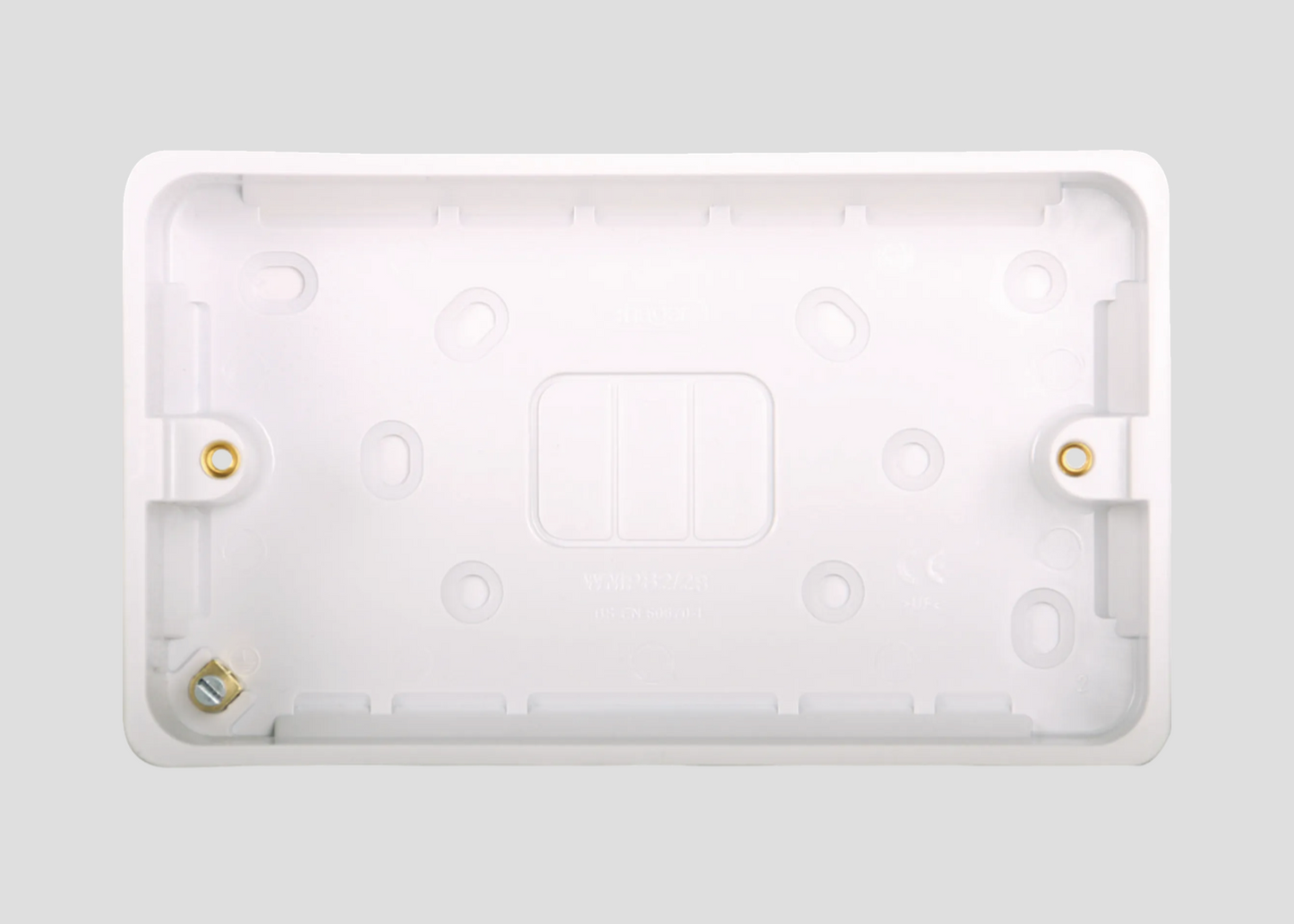 Hager Sollysta twin gang back box, standard depth (28mm deep)